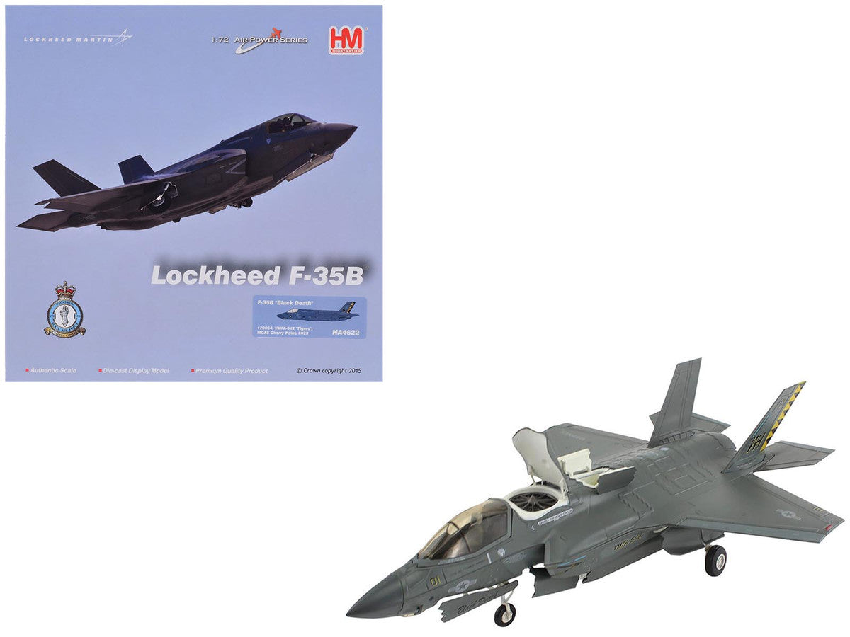 Lockheed Martin F-35B Lightning II Aircraft "Black Death VMFA-542 MCAS Cherry Point" (2023) United States Marine Corps "Air Power Series" 1/72 Diecast Model by Hobby Master-4