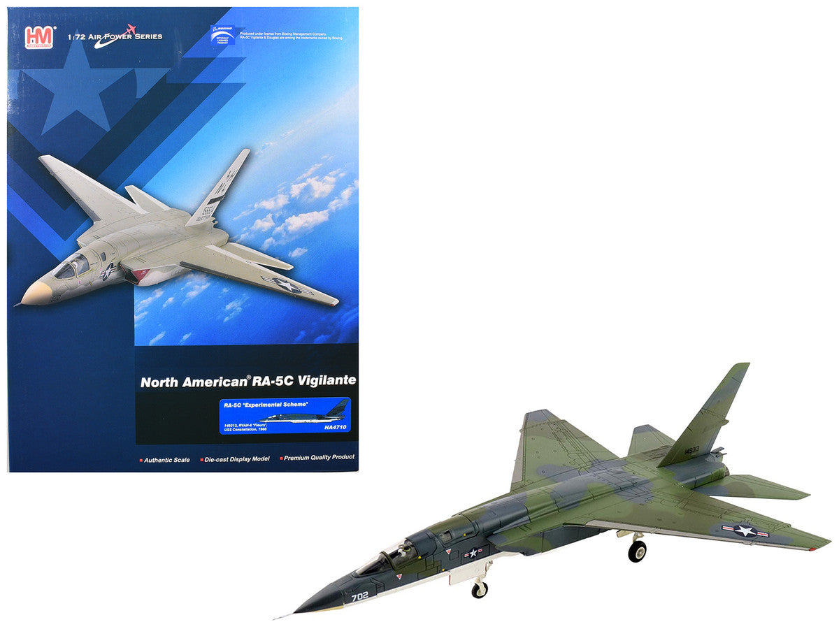 North American RA-5C Vigilante Aircraft "149313 RVAH-6 Fleurs Experimental Scheme USS Constellation" (1966) United States Navy "Air Power Series" 1/72 Diecast Model by Hobby Master-0