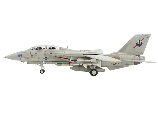 Grumman F-14A Tomcat Fighter Aircraft "Sukhoi Killer VF-41 Black Aces USS Nimitz" (1981) United States Navy "Air Power Series" 1/72 Diecast Model by Hobby Master-0