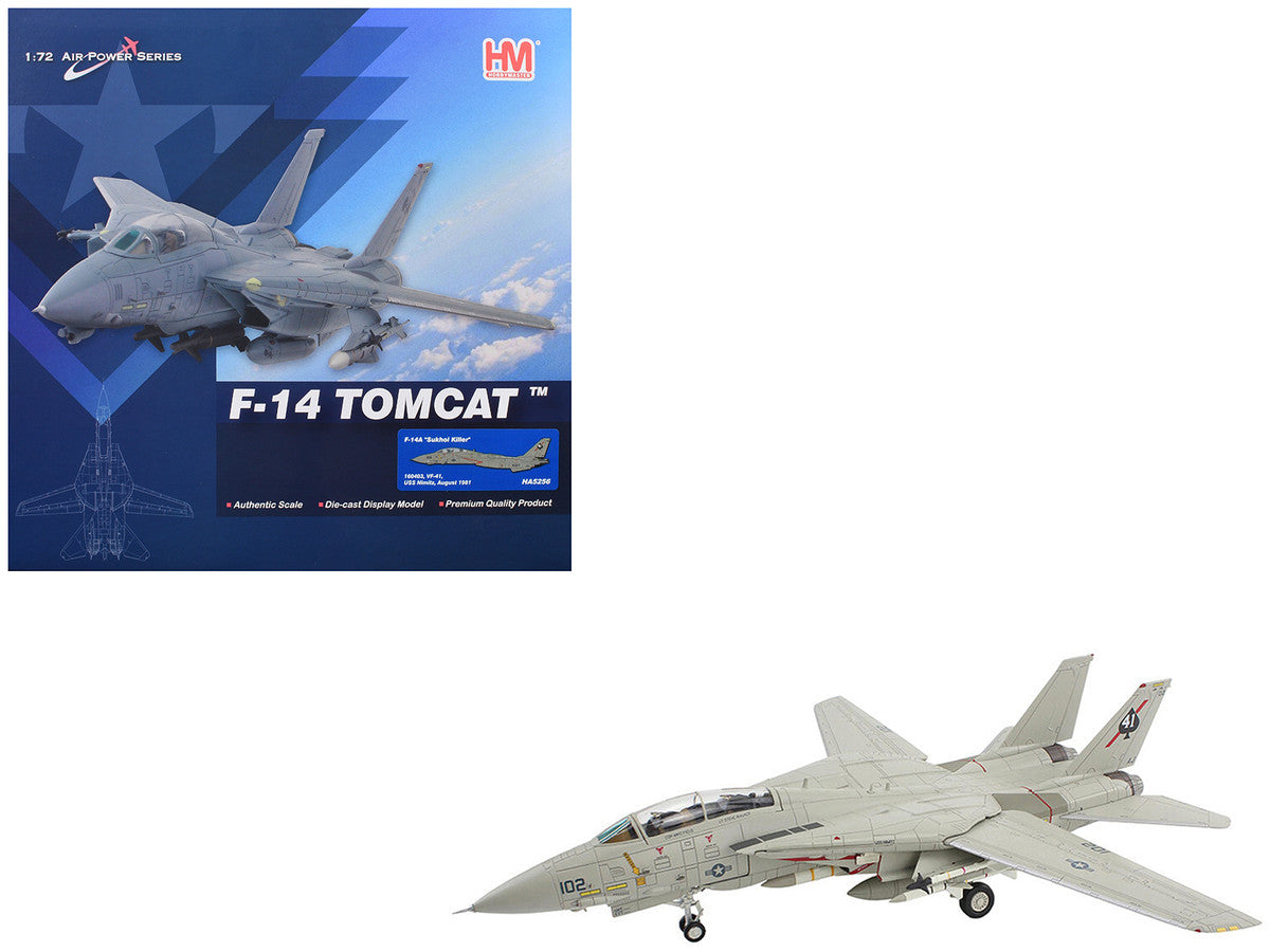 Grumman F-14A Tomcat Fighter Aircraft "Sukhoi Killer VF-41 Black Aces USS Nimitz" (1981) United States Navy "Air Power Series" 1/72 Diecast Model by Hobby Master-3