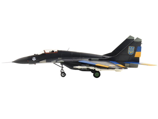 Mikoyan MIG-29 Fulcrum Aircraft "Ghost of Kyiv 40th Tactical Aviation Brigade Vasylkiv Air Base" (2023) Ukrainian Air Force "Air Power Series" 1/72 Diecast Model by Hobby Master-0
