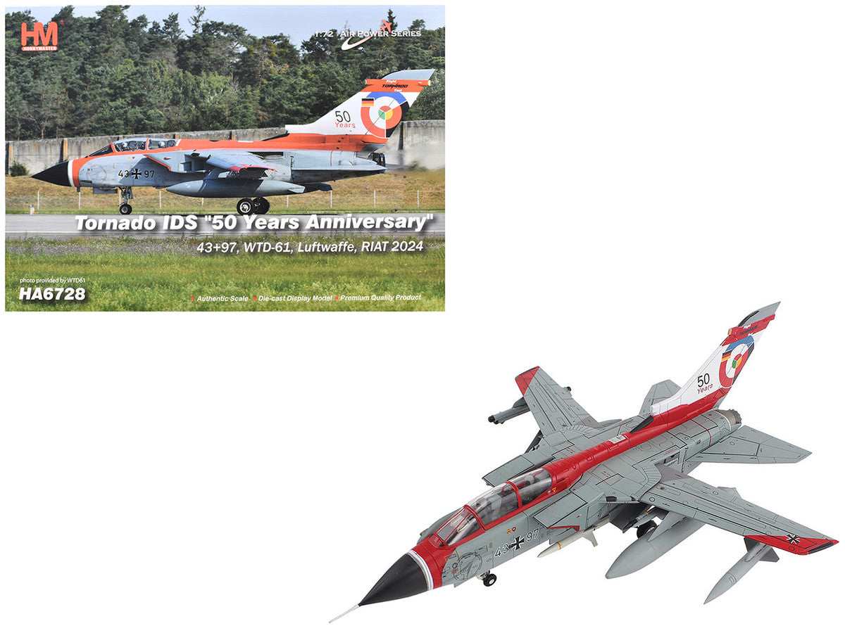 Panavia Tornado IDS Aircraft "43+97 WTD-61 50 Years Royal International Air Tattoo" (2024) German Luftwaffe "Air Power Series" 1/72 Diecast Model by Hobby Master-3