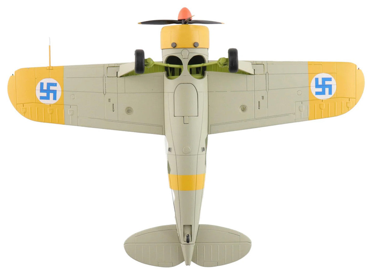 Brewster F2A Model 239 "Buffalo" Fighter Aircraft "BW364 LeLv 24 flown by Warrant Officer Ilmari Juutilainen" (1942) Finnish Air Force "Air Power Series" 1/48 Diecast Model by Hobby Master-0