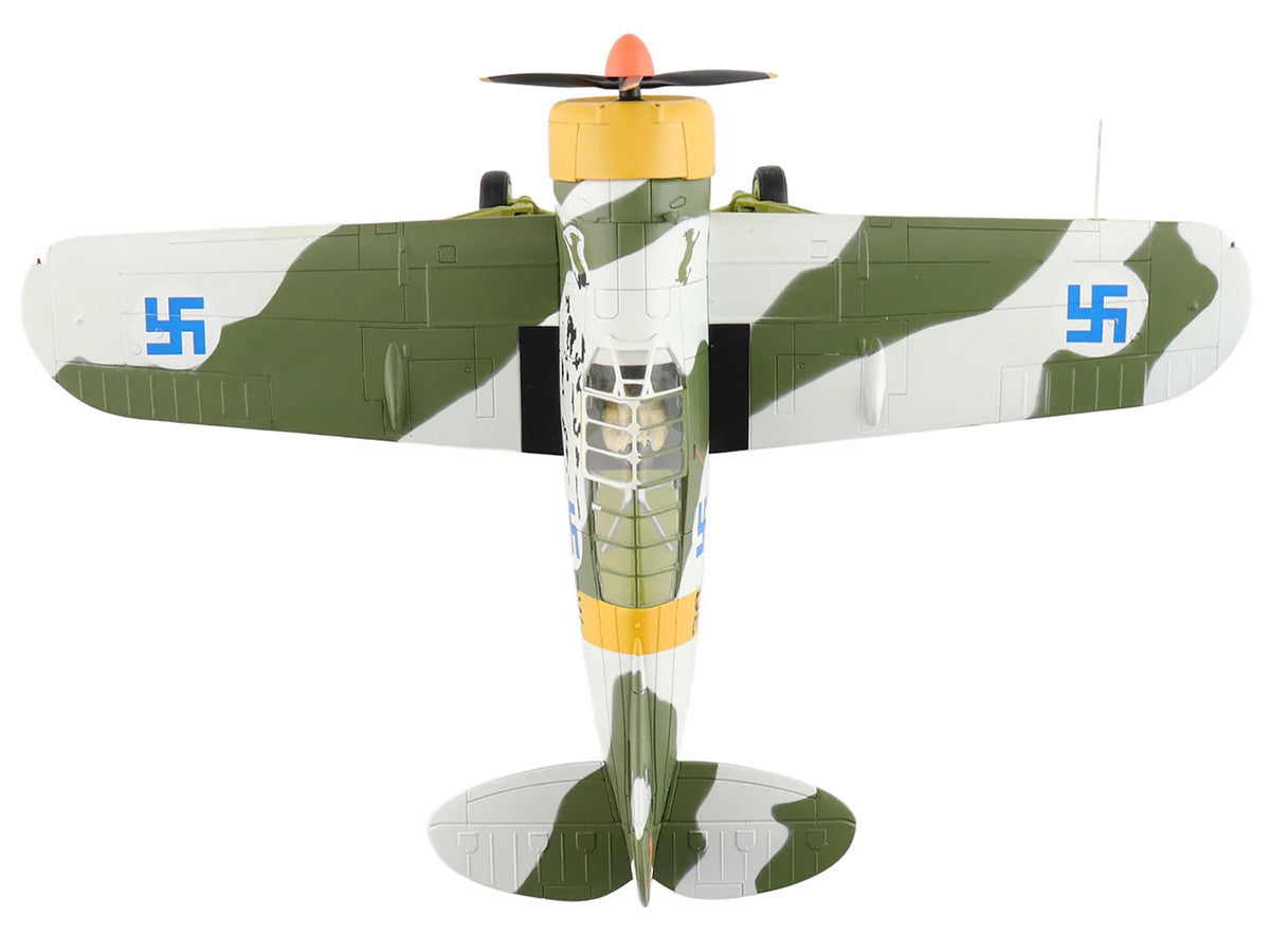 Brewster F2A Model 239 "Buffalo" Fighter Aircraft "BW364 LeLv 24 flown by Warrant Officer Ilmari Juutilainen" (1942) Finnish Air Force "Air Power Series" 1/48 Diecast Model by Hobby Master-1