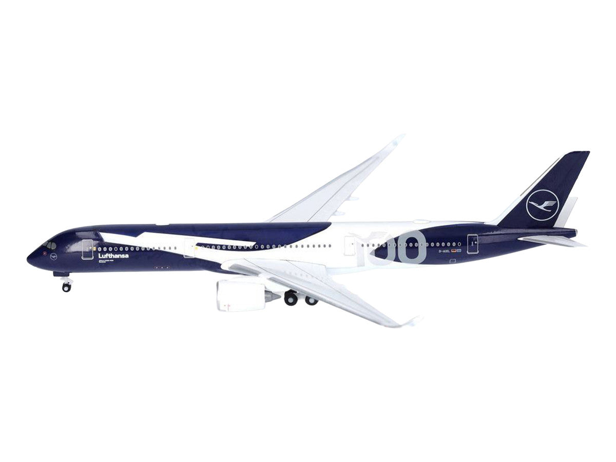 Airbus A350-900 Commercial Aircraft "Lufthansa 100 Years" (D-AIXL) Blue with Graphics 1/500 Diecast Model Airplane by Herpa-1