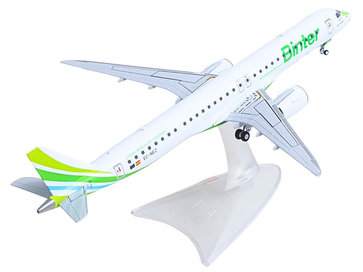 Embraer E195-E2 Commercial Aircraft "Binter Canarias" (EC-NEZ) White with Green Striped Tail 1/200 Diecast Model by Herpa-2