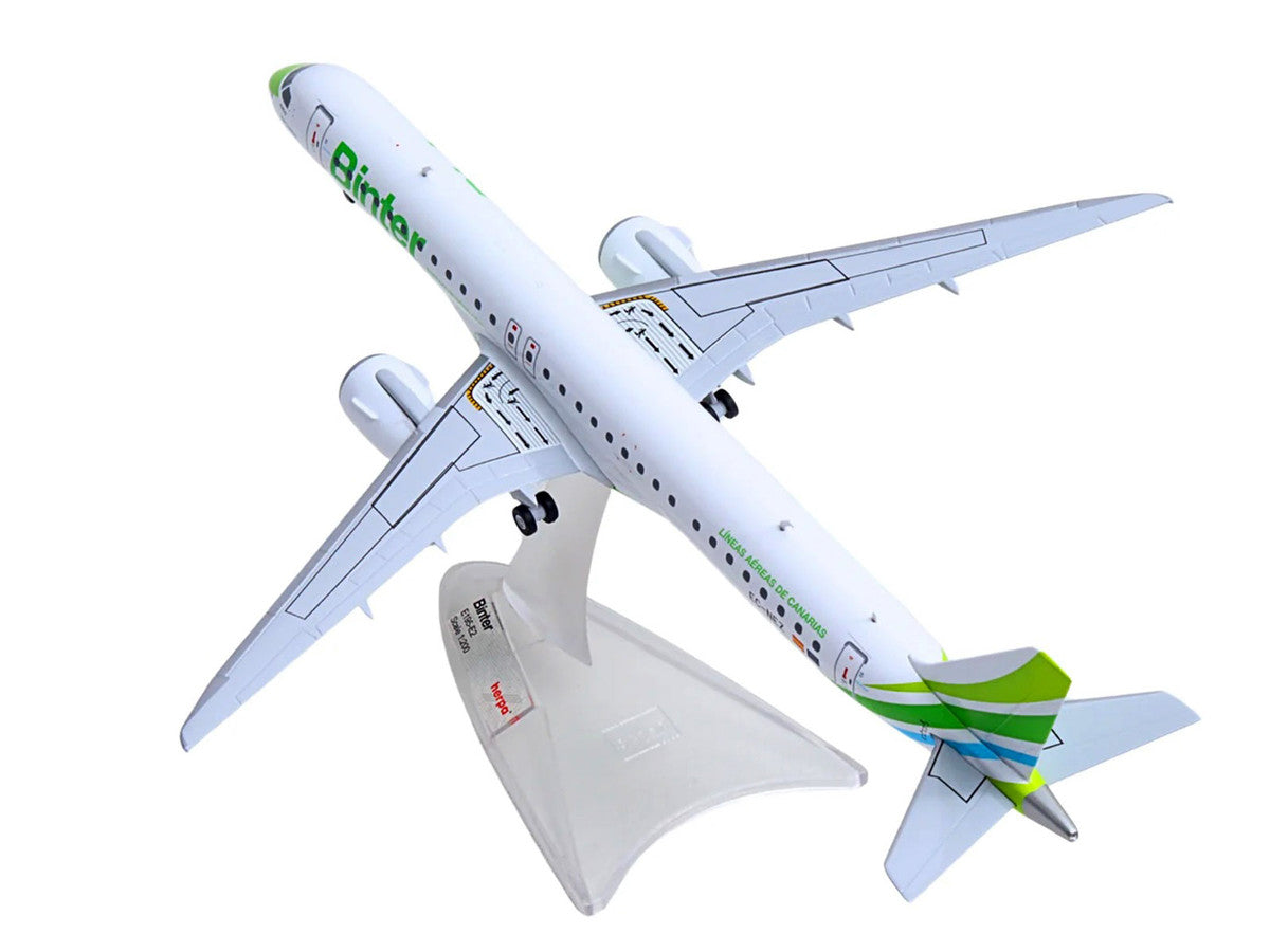 Embraer E195-E2 Commercial Aircraft "Binter Canarias" (EC-NEZ) White with Green Striped Tail 1/200 Diecast Model by Herpa-1