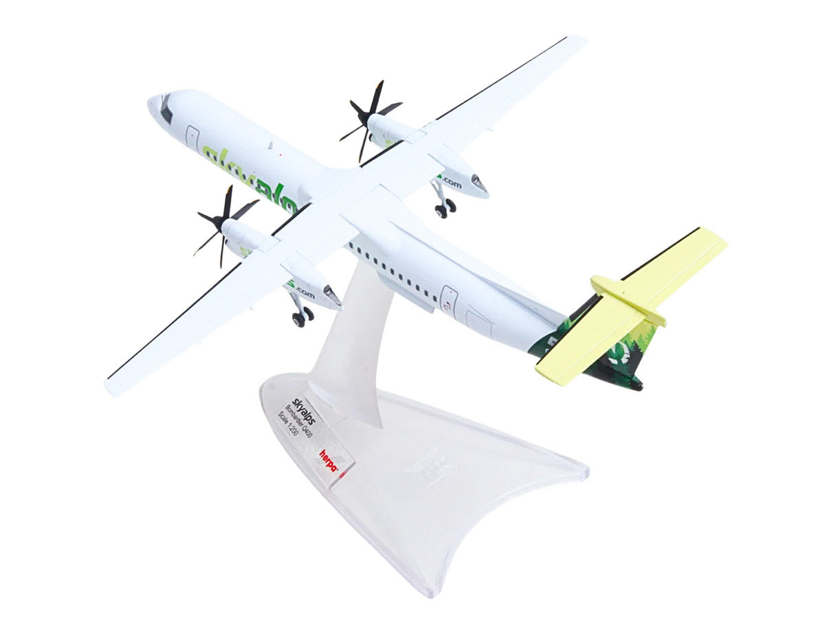 Bombardier Q400 Commercial Aircraft "Sky Alps" (9H-PAUL) White with Green Tail Graphics 1/200 Diecast Model by Herpa-2