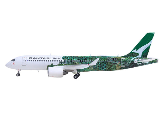 Airbus A220-300 Commercial Aircraft "QantasLink Flying Art Series - Minyma Kutjara Tjukurpa" (VH-X4A) White with Green Graphics 1/200 Diecast Model by Herpa-0
