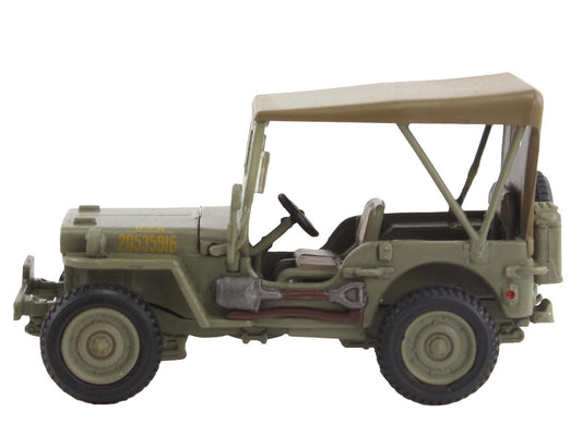 U.S. 1/4 ton Military Vehicle Olive Drab "Gen. Douglas MacArthur Leyte WWII" (1945) United States Army "Ground Power Series" 1/72 Diecast Model by Hobby Master-0