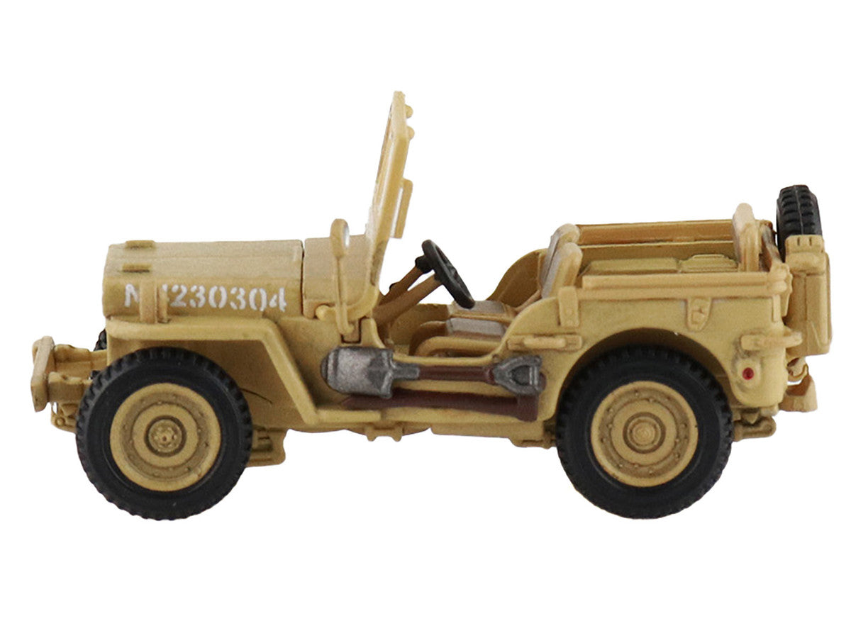 U.S. 1/4 ton Military Vehicle Desert Sand "British 8th Army Gen. Bernard Montgomery Sicily" (1943) Royal Army "Ground Power Series" 1/72 Diecast Model by Hobby Master-2