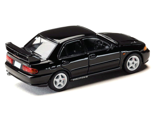 Mitsubishi Lancer RS Evolution III RHD (Right Hand Drive) Black "Initial D" (1995-2013) Manga "Diorama Set Series" 1/64 Diecast Model car by Hobby Japan-0