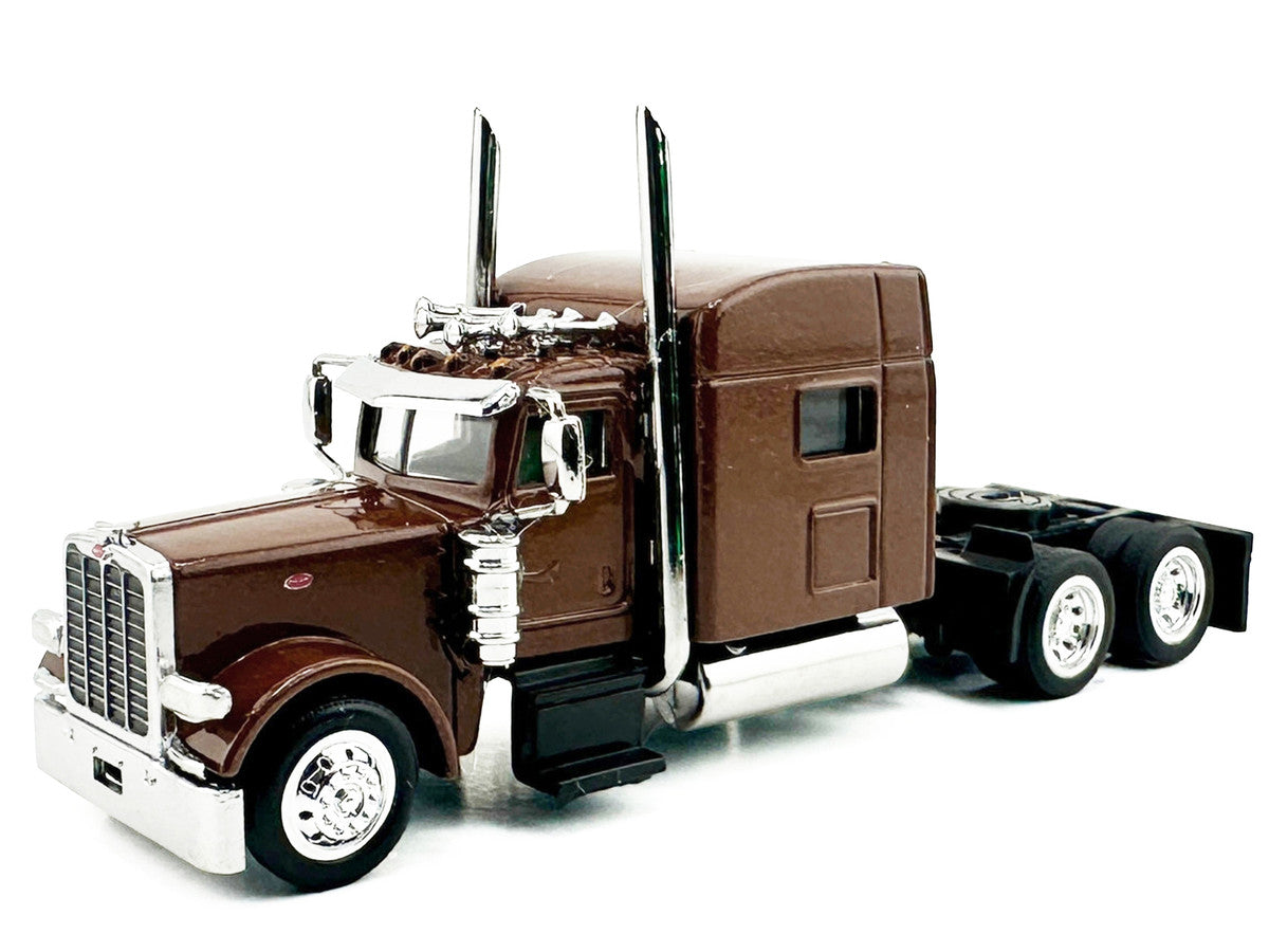 Peterbilt 389 Truck Tractor with Sleeper Cab Brown Metallic 1/87 (HO) Scale Plastic Model Car by HO Logistics-1