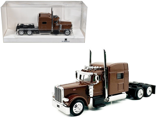 Peterbilt 389 Truck Tractor with Sleeper Cab Brown Metallic 1/87 (HO) Scale Plastic Model Car by HO Logistics-0
