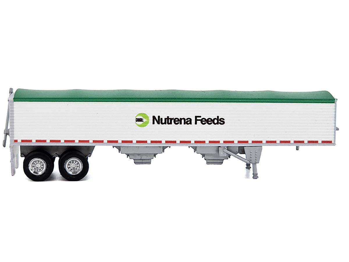 Covered Grain Trailer White with Green Tarp "Nutrena Feeds" 1/87 (HO) Plastic Model Car by HO Logistics-1