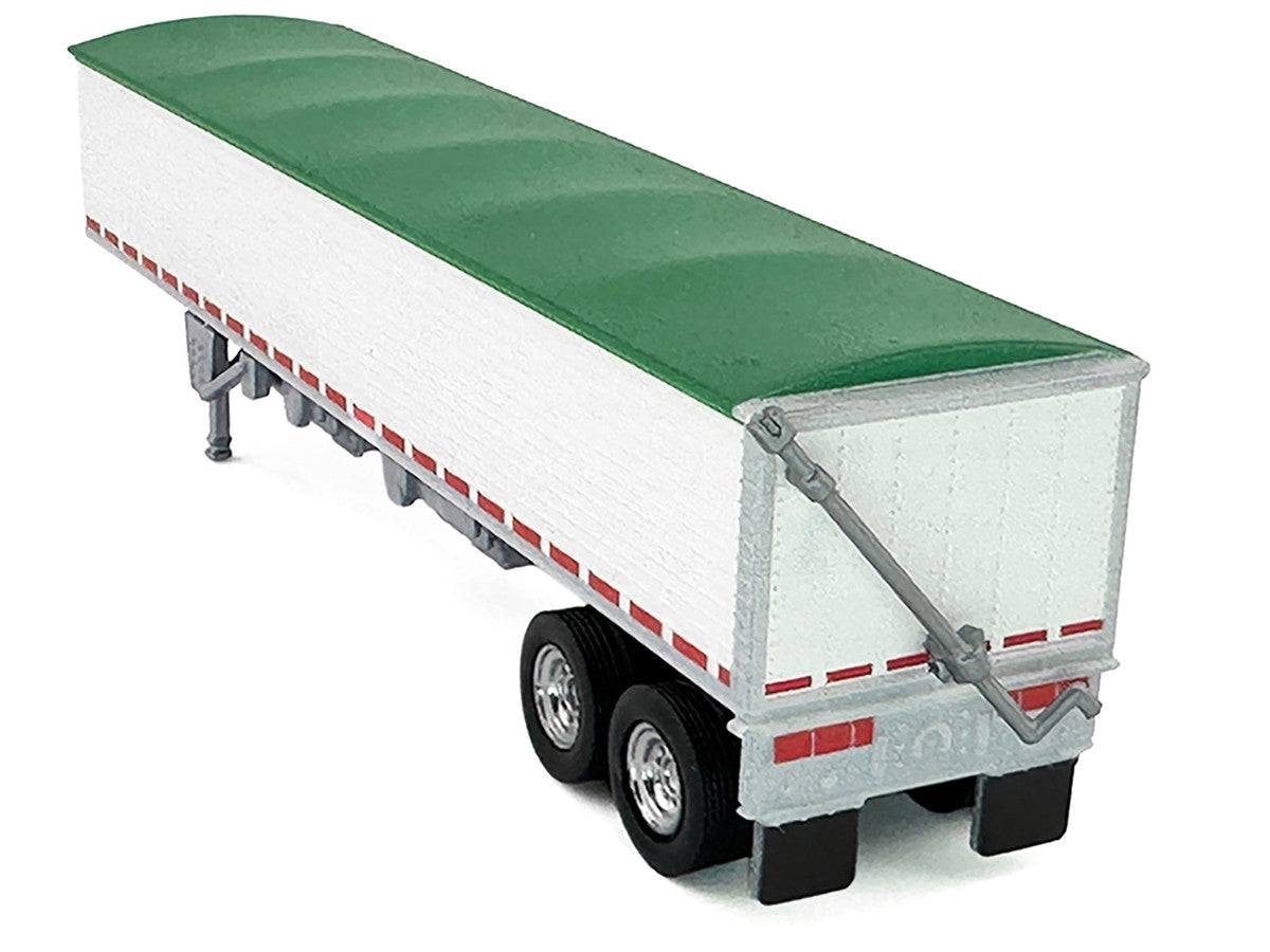 Covered Grain Trailer White with Green Tarp 1/87 (HO) Plastic Model Car by HO Logistics-2