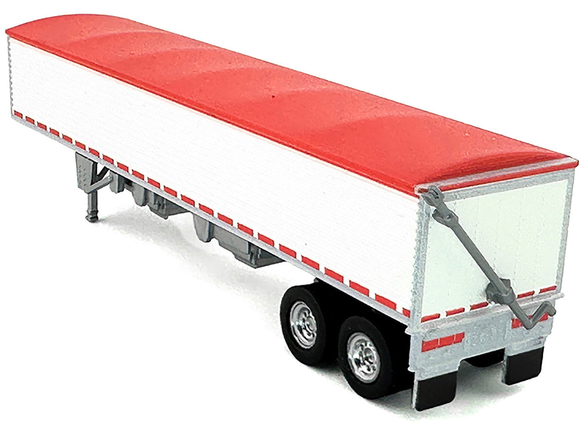 Covered Grain Trailer White with Red Tarp 1/87 (HO) Plastic Model Car by HO Logistics-0
