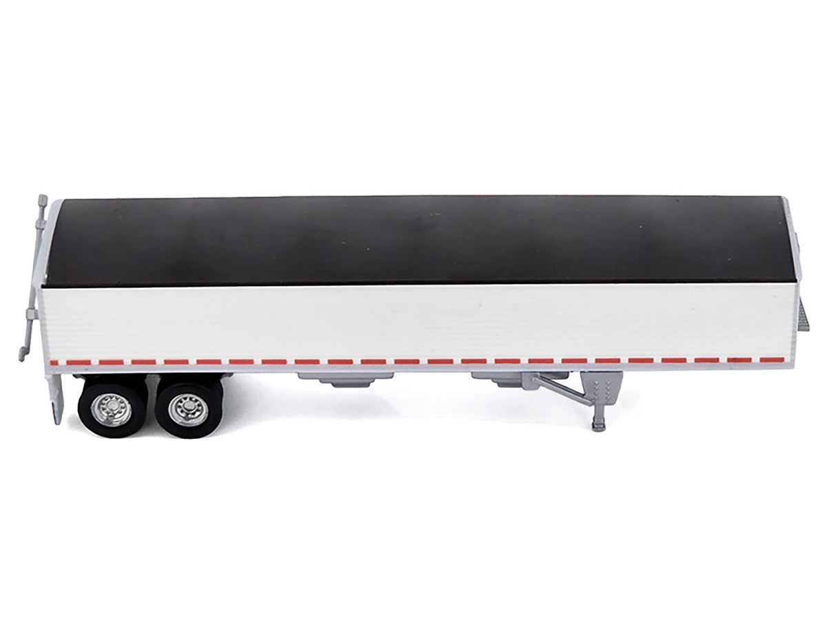 Covered Grain Trailer White with Black Tarp 1/87 (HO) Plastic Model Car by HO Logistics-0
