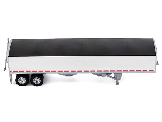 Covered Grain Trailer White with Black Tarp 1/87 (HO) Plastic Model Car by HO Logistics-0