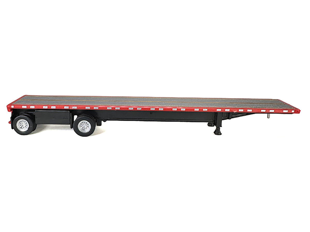 High Boy Spread Axle Flatbed Trailer Red 1/87 (HO) Plastic Model Car by HO Logistics-0