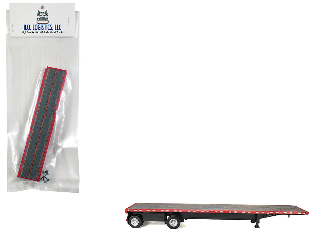 High Boy Spread Axle Flatbed Trailer Red 1/87 (HO) Plastic Model Car by HO Logistics-2