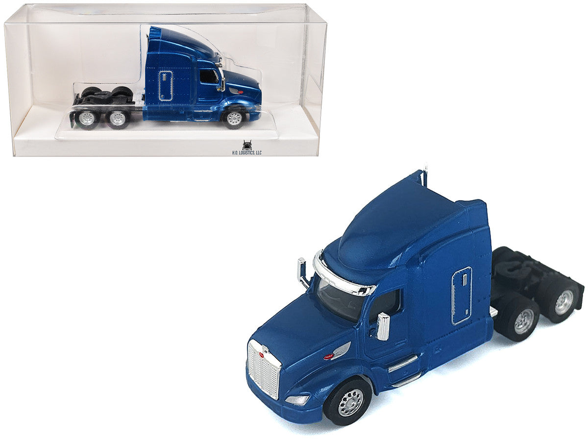 Peterbilt 579 Sleeper Cab Blue Metallic 1/87 (HO) Plastic Model Car by HO Logistics-2