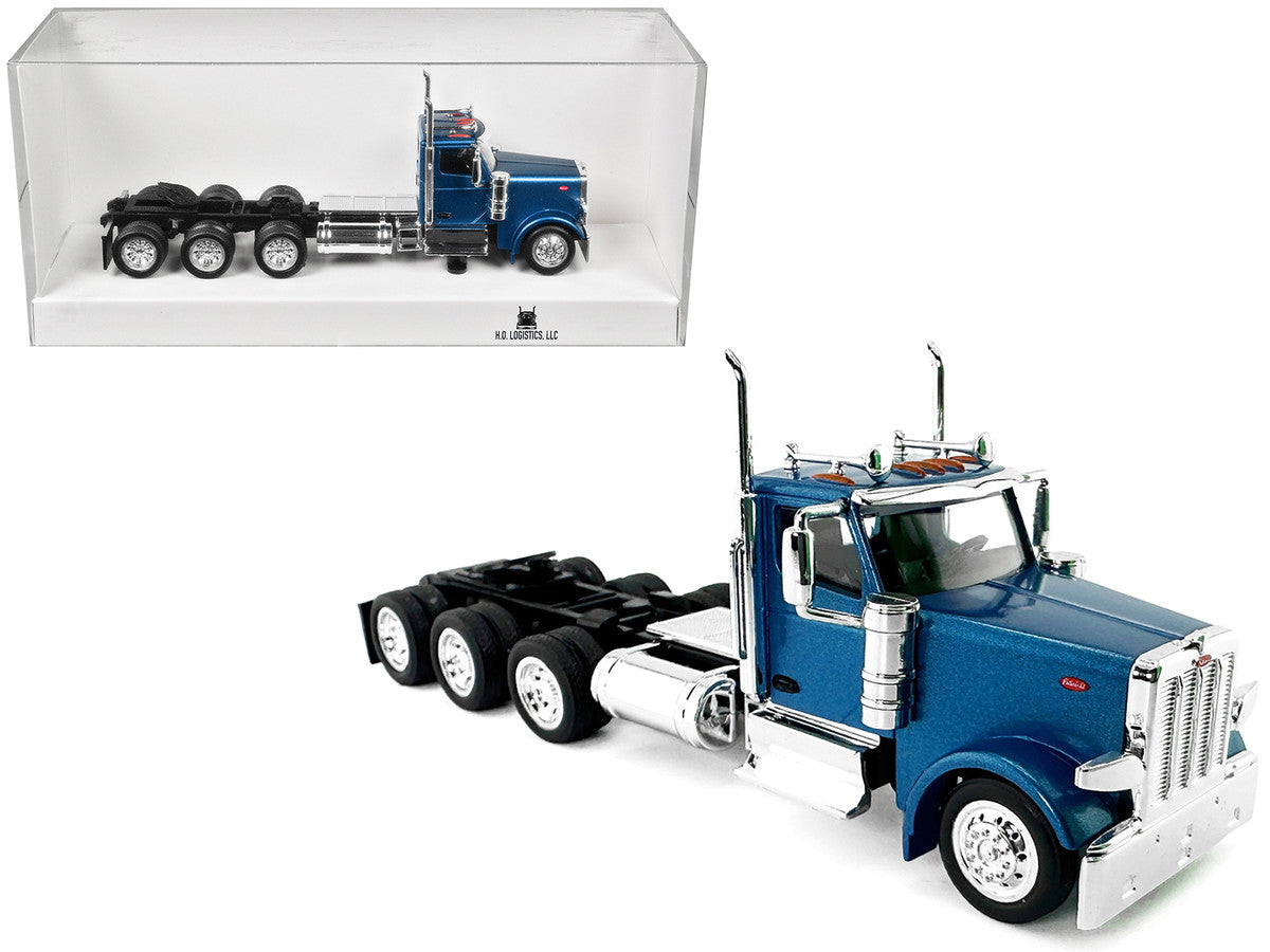 Peterbilt 589 3-Axel Day Cab Blue Metallic 1/87 (HO) Plastic Model Car by HO Logistics-0