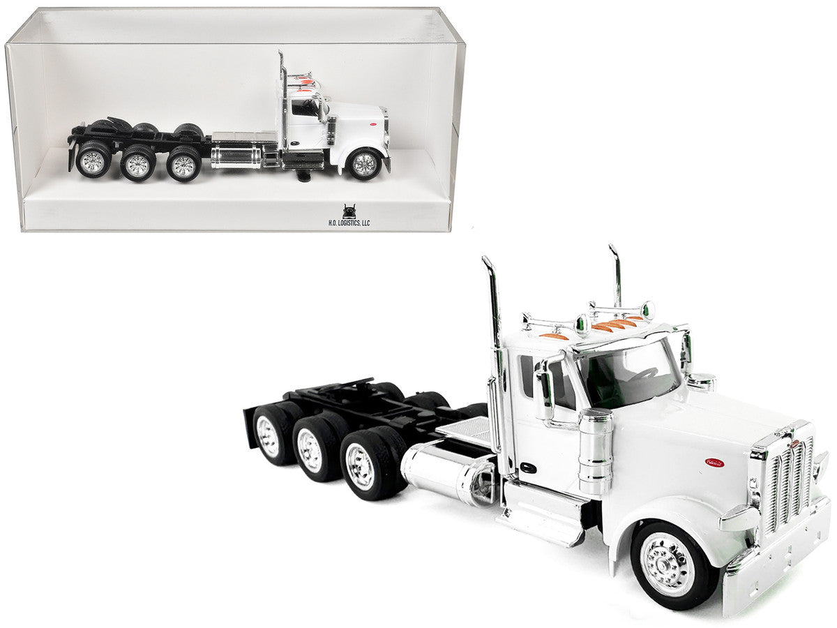 Peterbilt 589 3-Axel Day Cab White 1/87 (HO) Plastic Model Car by HO Logistics-3