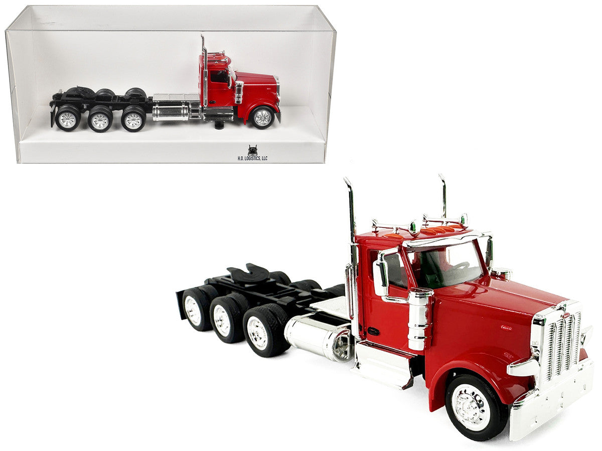 Peterbilt 589 3-Axel Day Cab Red 1/87 (HO) Plastic Model Car by HO Logistics-3
