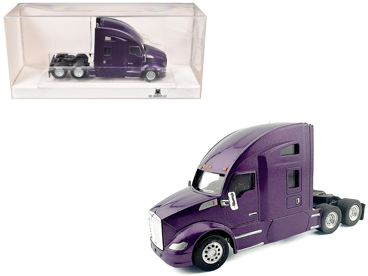 Kenworth T680 Sleeper Cab Purple Metallic 1/87 (HO) Plastic Model Car by HO Logistics-2