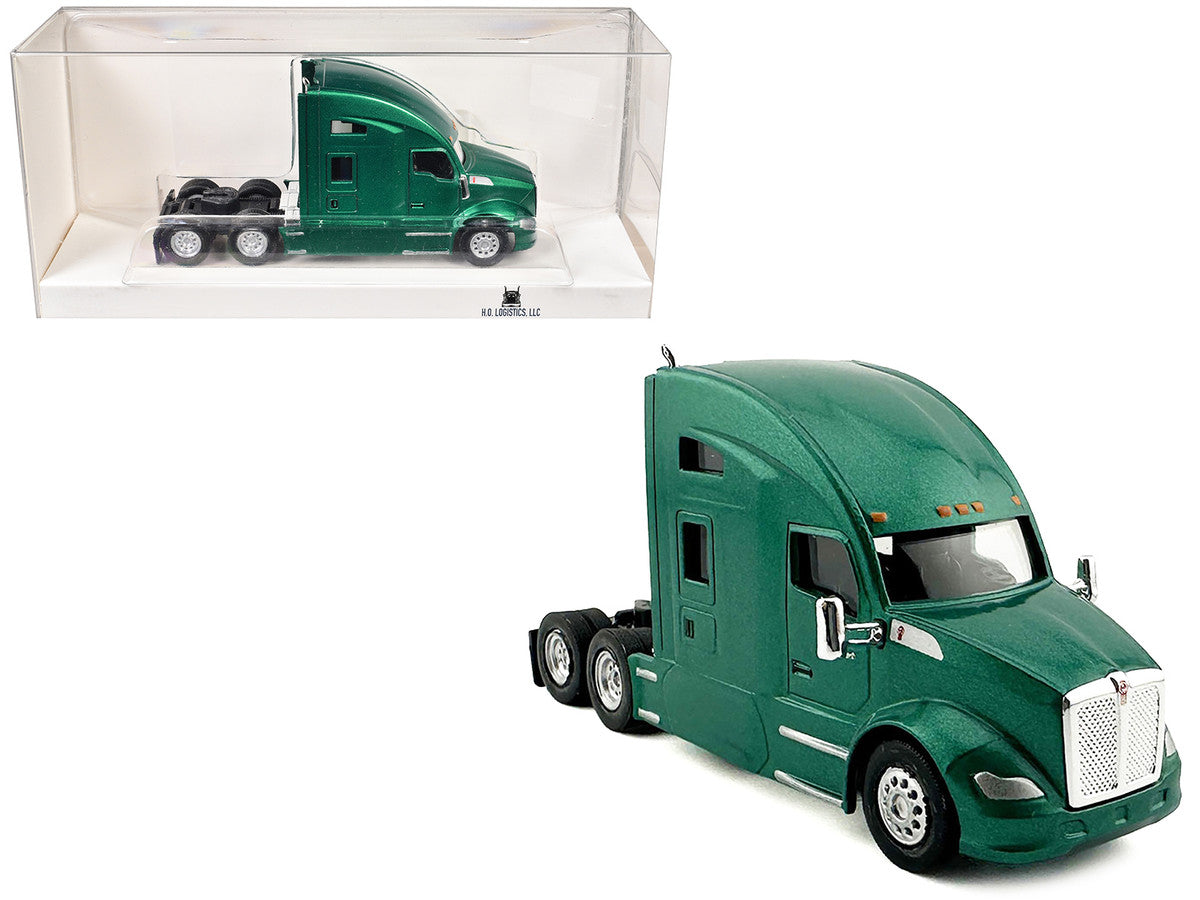 Kenworth T680 Sleeper Cab Green Metallic 1/87 (HO) Plastic Model Car by HO Logistics-2