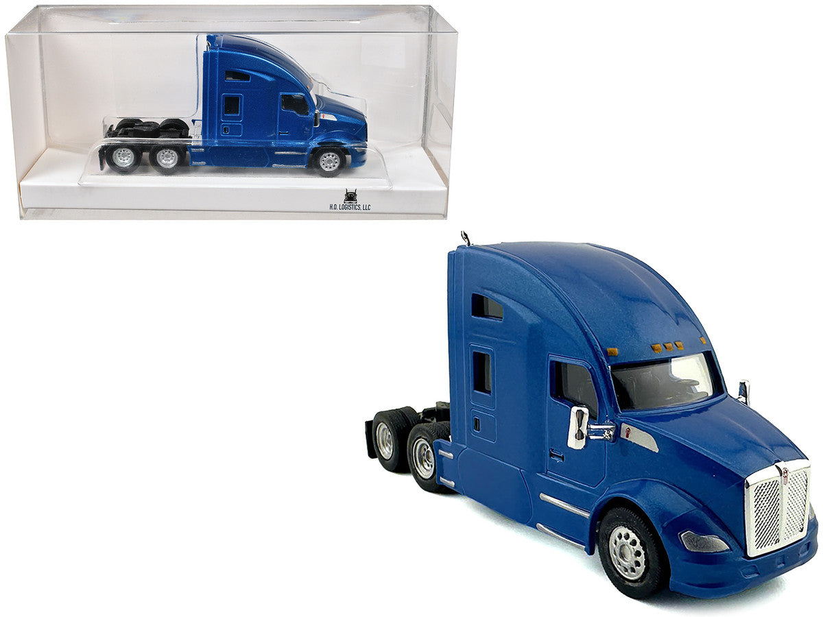 Kenworth T680 Sleeper Cab Blue Metallic 1/87 (HO) Plastic Model Car by HO Logistics-2