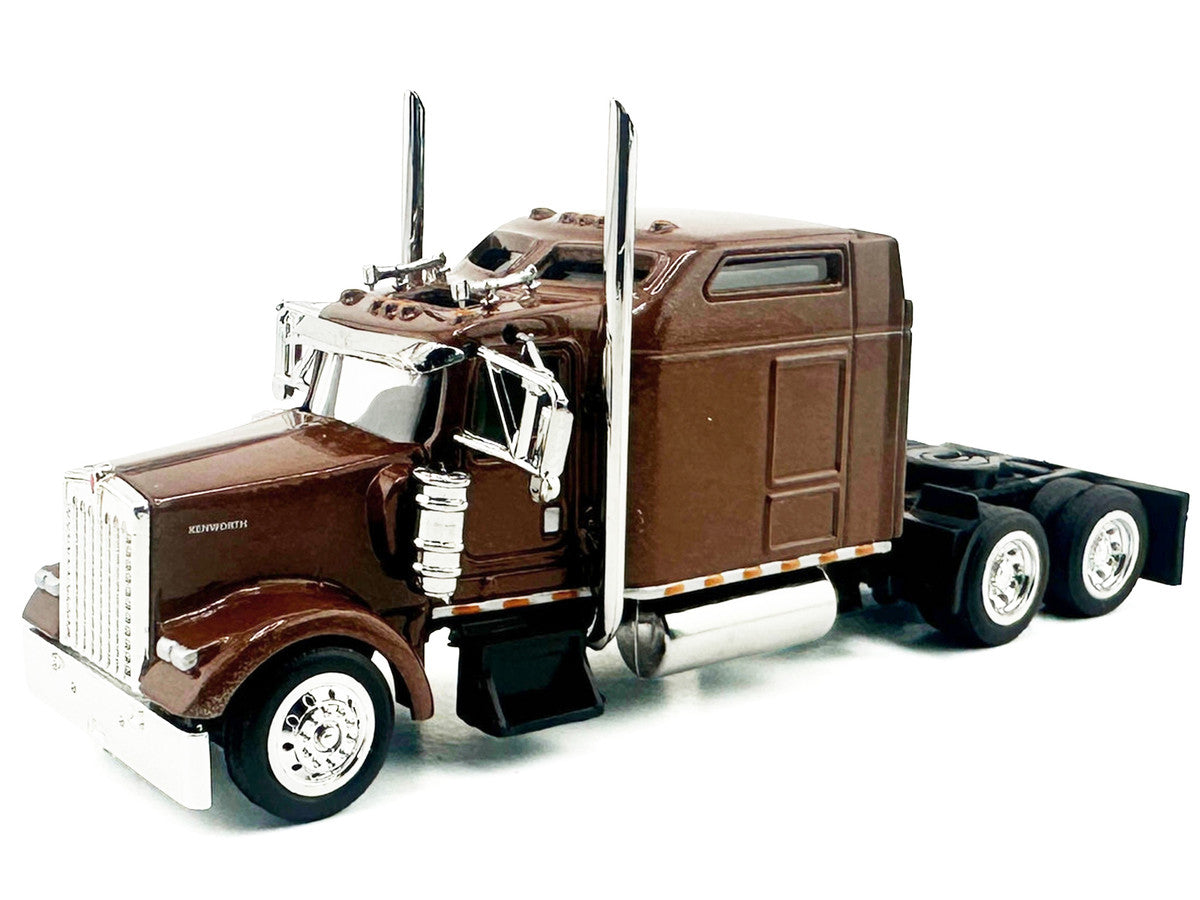 Kenworth W900L Truck Tractor with Sleeper Cab Brown Metallic 1/87 (HO) Scale Plastic Model Car by HO Logistics-1