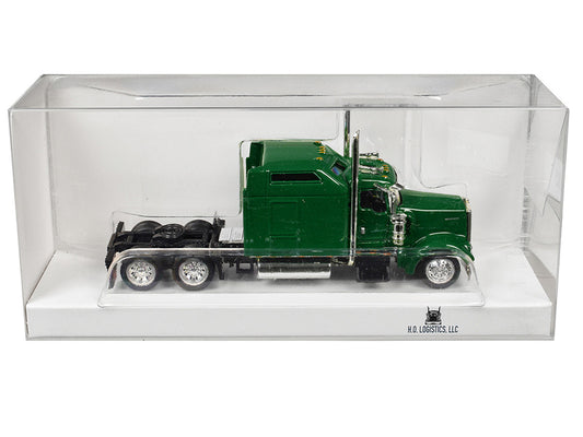 Kenworth W900L Truck Tractor with Sleeper Cab Green  1/87 (HO) Scale Plastic Model Car by HO Logistics-0