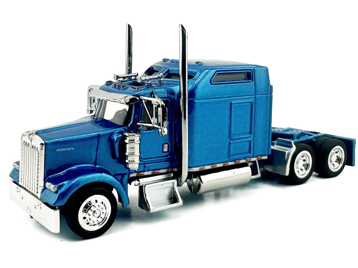 Kenworth W900L Truck Tractor with Sleeper Cab Blue Metallic 1/87 (HO) Scale Plastic Model Car by HO Logistics-1