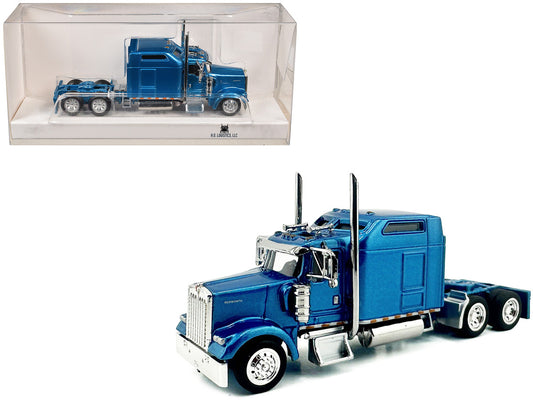 Kenworth W900L Truck Tractor with Sleeper Cab Blue Metallic 1/87 (HO) Scale Plastic Model Car by HO Logistics-0