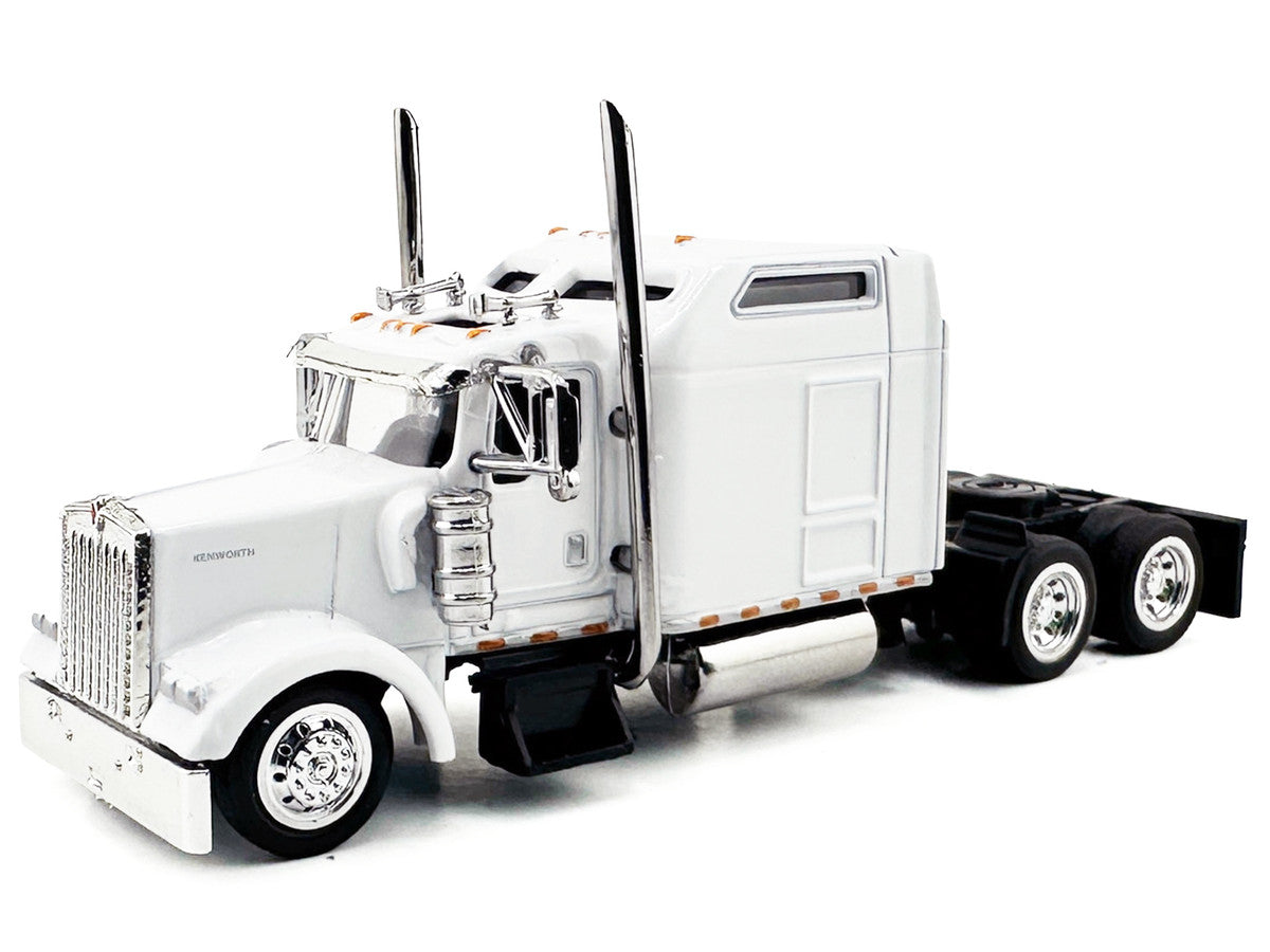Kenworth W900L Truck Tractor with Sleeper Cab White 1/87 (HO) Scale Plastic Model Car by HO Logistics-1