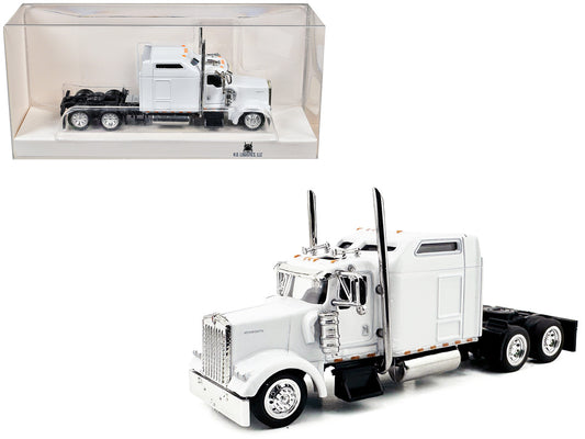 Kenworth W900L Truck Tractor with Sleeper Cab White 1/87 (HO) Scale Plastic Model Car by HO Logistics-0