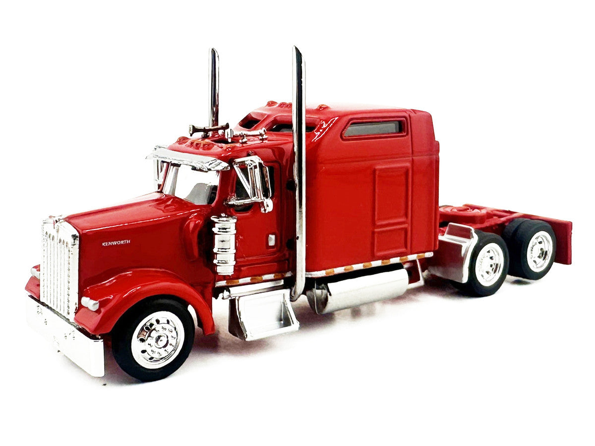 Kenworth W900L Truck Tractor with Sleeper Cab Red and Covered Grain Trailer White with Red Tarp Combo Set 1/87 (HO) Plastic Model Car by HO Logistics-1