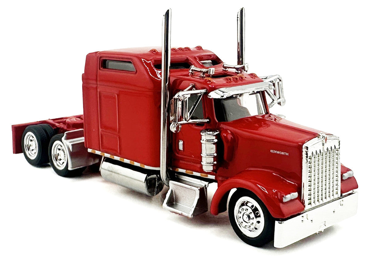 Kenworth W900L Truck Tractor with Sleeper Cab Red and Covered Grain Trailer White with Red Tarp Combo Set 1/87 (HO) Plastic Model Car by HO Logistics-2