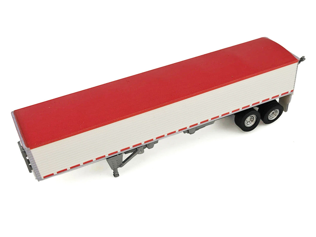 Kenworth W900L Truck Tractor with Sleeper Cab Red and Covered Grain Trailer White with Red Tarp Combo Set 1/87 (HO) Plastic Model Car by HO Logistics-0
