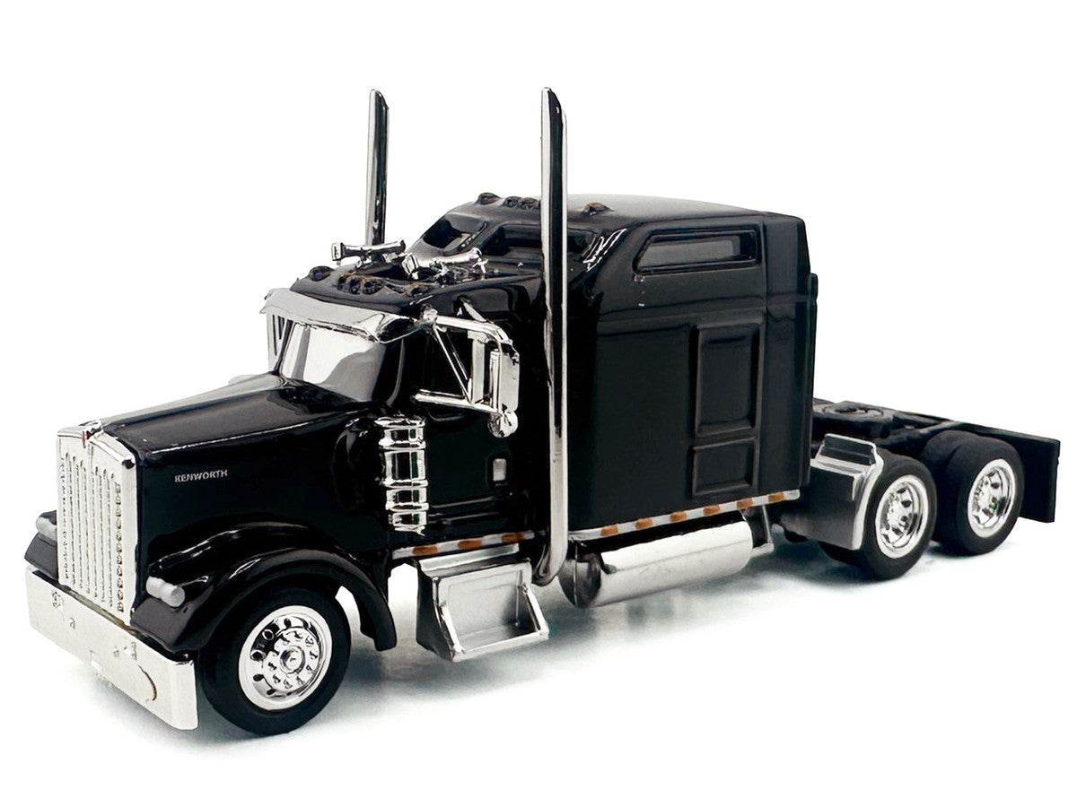 Kenworth W900L Truck Tractor with Sleeper Cab Black 1/87 (HO) Scale Plastic Model Car by HO Logistics-1