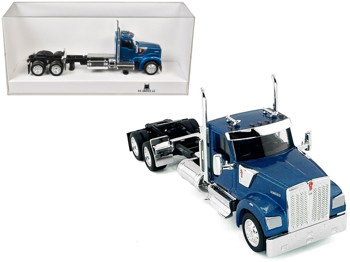 Kenworth W990 2-Axel Day Cab Blue Metallic 1/87 (HO) Plastic Model Car by HO Logistics-2