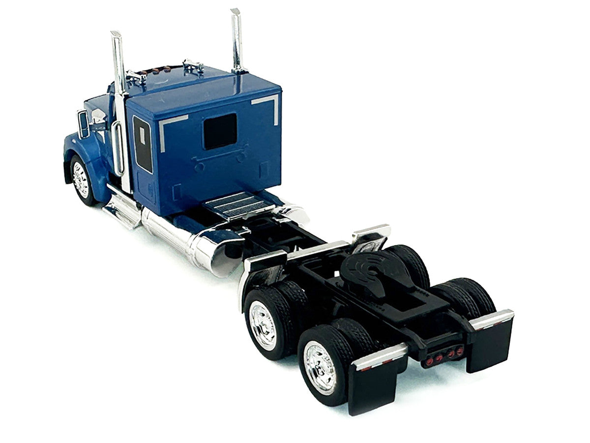 Kenworth W990 with Flat Top Sleeper Cab Blue Metallic 1/87 (HO) Plastic Model Car by HO Logistics-1