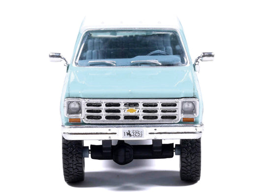 1978 Chevrolet Silverado K30 Crew Cab Pickup Truck Light Blue and White with Blue Interior 1/64 Diecast Model by IXO Models-0