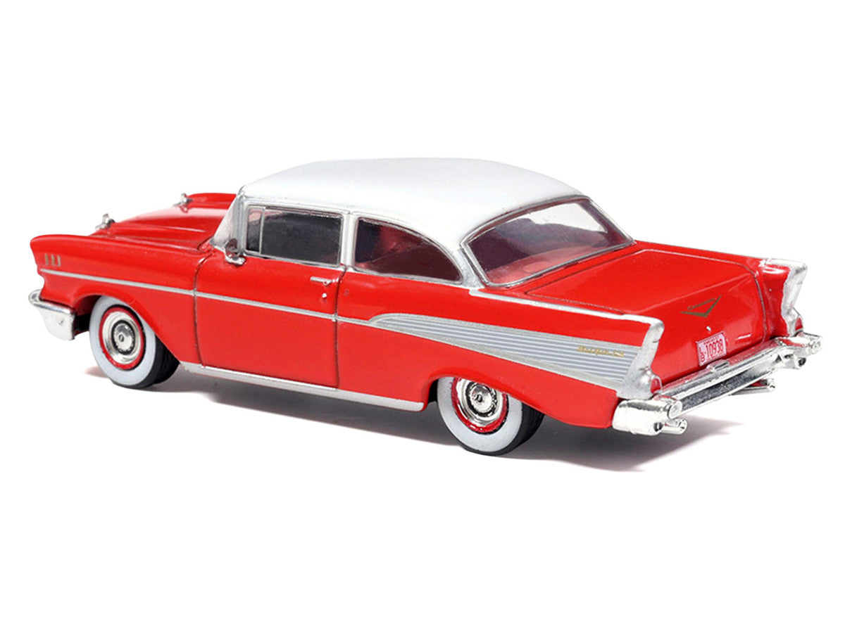 1957 Chevrolet Bel Air Red with White Top and Red Interior 1/64 Diecast Model by IXO Models-3