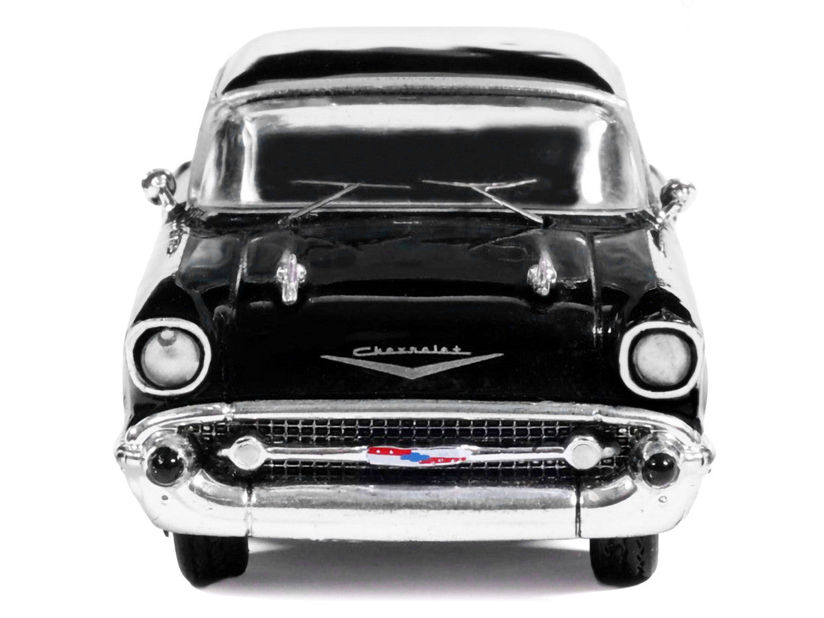 1957 Chevrolet One-Fifty Sedan Black and White 1/64 Diecast Model Car by IXO Models-3