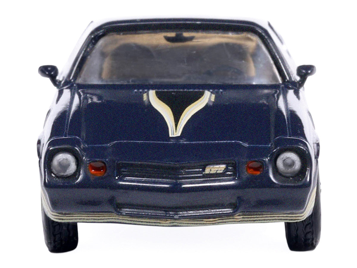 1981 Chevrolet Camaro Z28 Dark Blue Metallic with Gold Stripes and Interior 1/64 Diecast Model Car by IXO Models-3