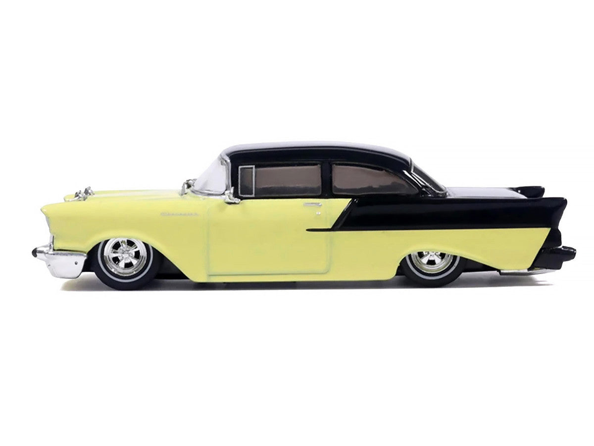 1957 Chevrolet One-Fifty Lowered Colonial Cream and Onyx Black 1/64 Diecast Model Car by IXO Models-1