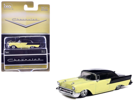 1957 Chevrolet One-Fifty Lowered Colonial Cream and Onyx Black 1/64 Diecast Model Car by IXO Models-0